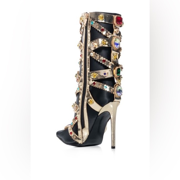 •MARTINEZ• Embellished Gem Black Stiletto Bootie by Azalea Wang - Picture 3 of 5